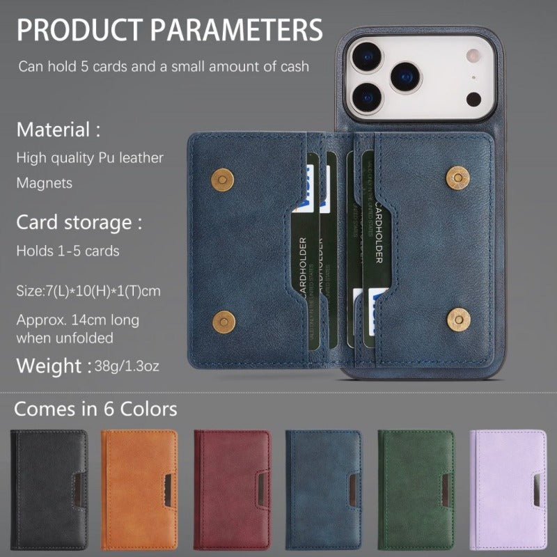 Card Holder Integrated Magnetic Phone Case For iPhone