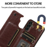 Wallet Double Button Flip Leather Case For Samsung
