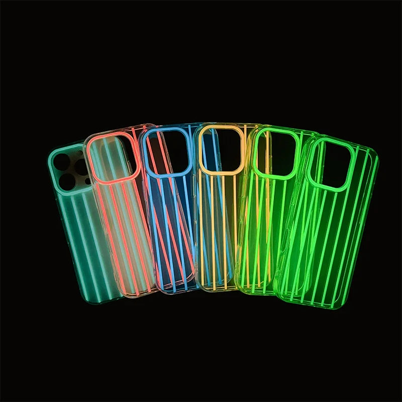 Luminous Vertical Stripe Transparent Jelly Soft Phone Case For iPhone