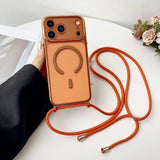 Luxury Necklace Cord Rope Lanyard Plating Magnetic Clear Phone Case for iPhone
