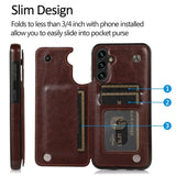 Wallet Double Button Flip Leather Case For Samsung