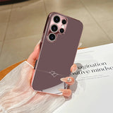 Pink Heart Line New Electroplated Rose Golden Full Coverage Tempered Glass Phone Case for iPhone