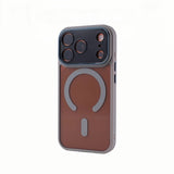 Metal Lens Frame Frosted Magnetic Phone Case For iPhone