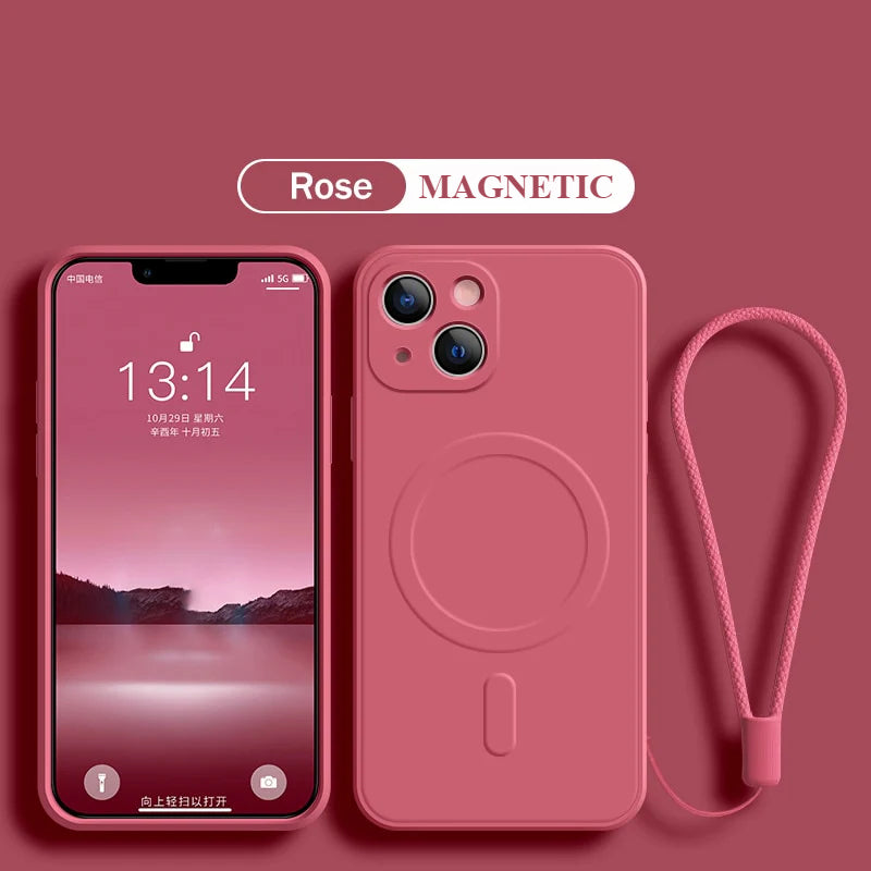 Custodia di ricarica wireless magnetica Magsafe in silicone per iPhone 