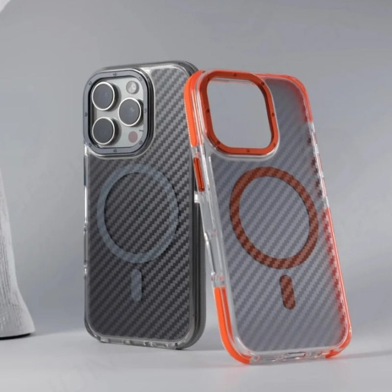 Armor Non-Slip Magnetic Carbon Fiber Pattern Case For iPhone
