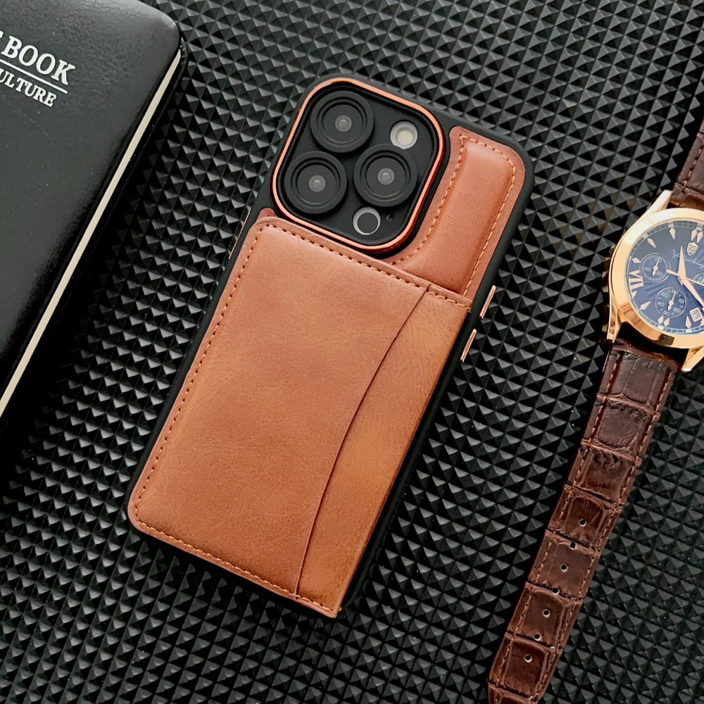 Leather Magnetic Card Holder Case For iPhone