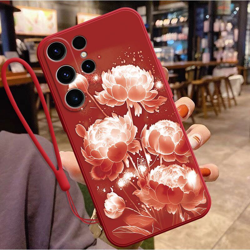 Flower with Lanyard Anti-fall Mobile Phone Case For Samsung