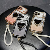 Heart-shaped Crystal Lanyard Phone Case For iPhone