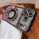 Plating Transparent Diamond Glitter Magnetic Phone Case For iPhone