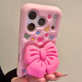 3D Full-Screen Bow Stand Silicone Phone Case For iPhone