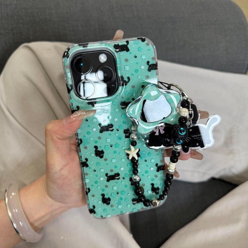 Mint Green Cat Soft Phone Case For iPhone