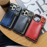 Leather Zipper Wallet with Card Slot Phone Case For iPhone
