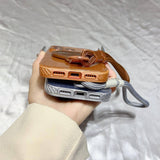 Magnetic Rotating Stand Lanyard Phone Case For iPhone