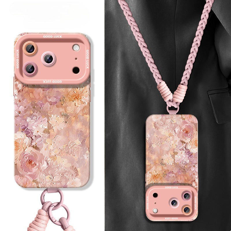 Flower Phone Case with Lanyard For iPhone