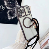 Crossbody Lanyard Strap Plating Magnetic Case For iPhone