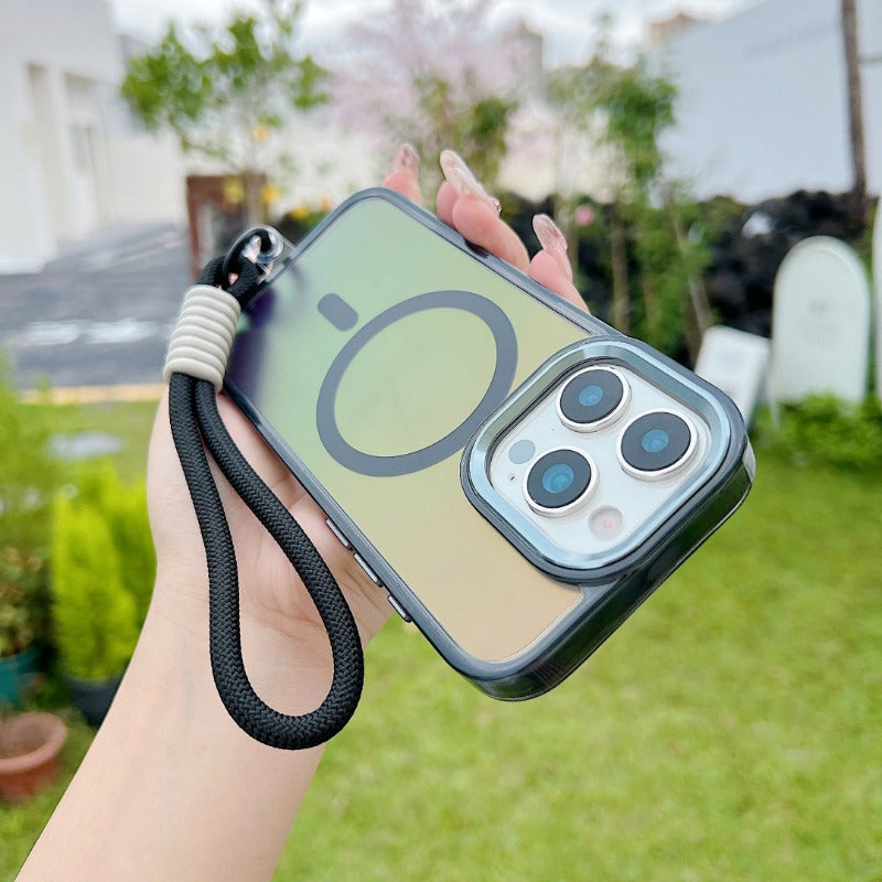 Laser Gradient Magnetic Lanyard Shockproof Case For iPhone