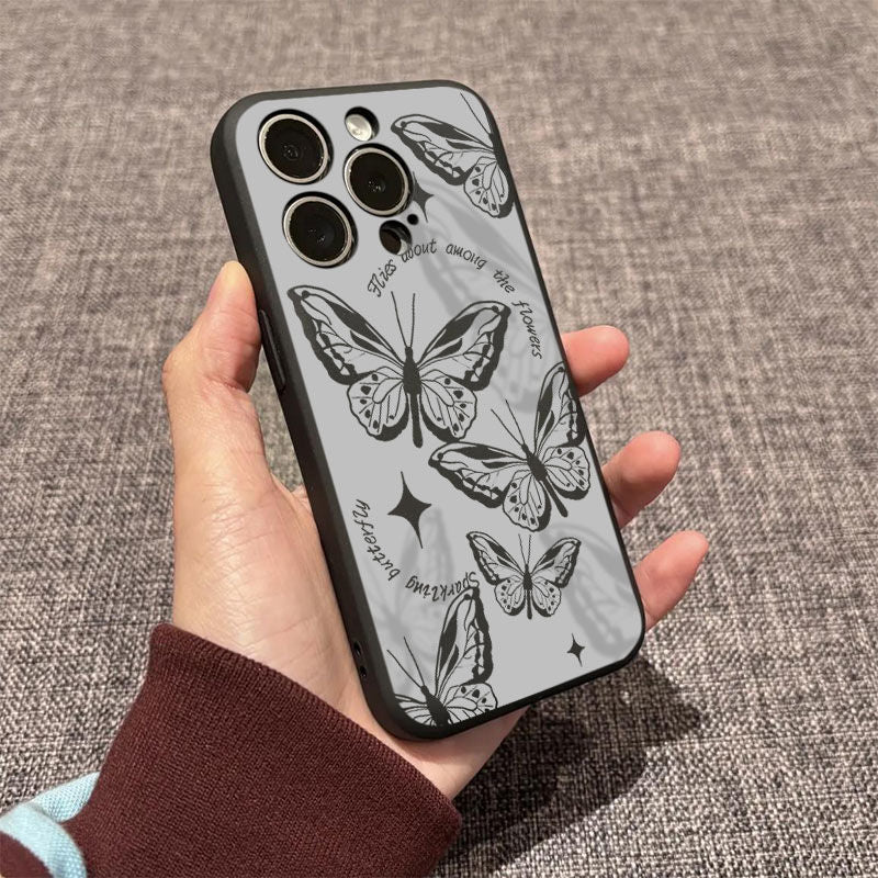 Hollow Butterfly Lens Flat Phone Case For iPhone