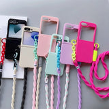 Crossbody Lanyard Matte Phone Case For Samsung Z Flip 7 6 5 4 3