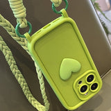 Green Color Cross-body Braided Rope Phone Case For iPhone