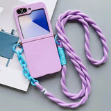 Crossbody Lanyard Matte Phone Case For Samsung Z Flip 7 6 5 4 3