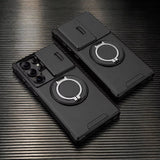 Slide Lens Protection Magnetic Holder Armor Case For Samsung