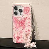 Butterfly Bowknot Rose Pink Phone Case For iPhone