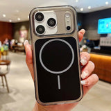 Transparent Frame+Solid Color Magnetic Back Cover for iPhone