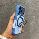 360° Rotating Stand Color Block Rugged Phone Case For iPhone