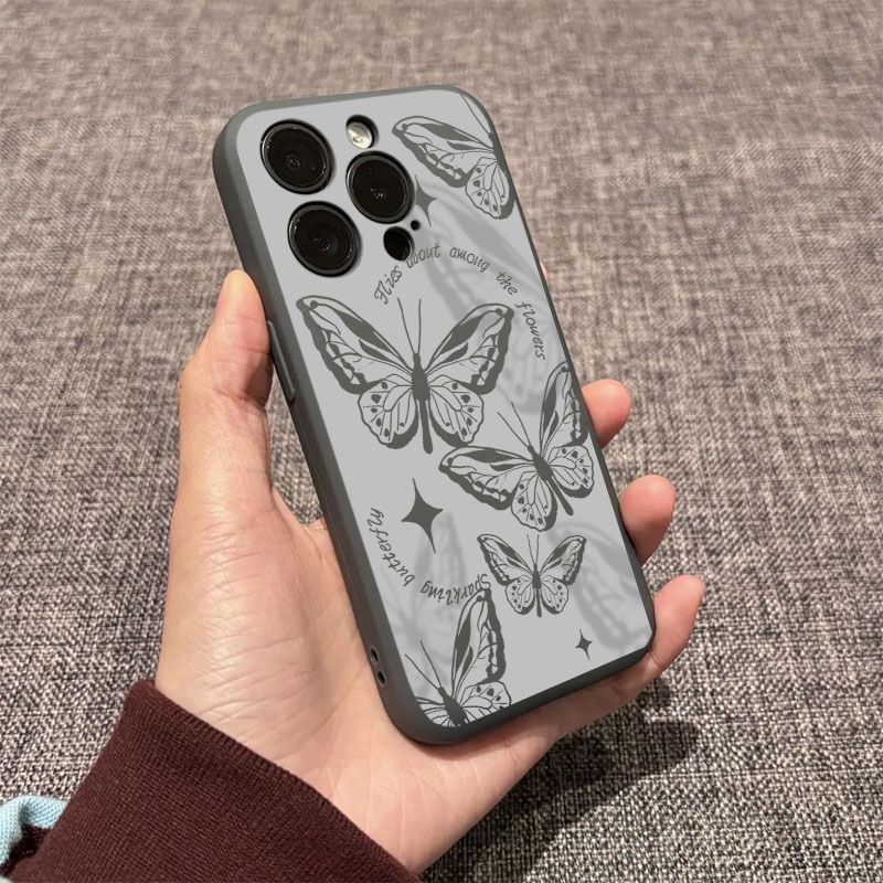 Hollow Butterfly Lens Flat Phone Case For iPhone
