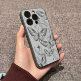 Hollow Butterfly Lens Flat Phone Case For iPhone