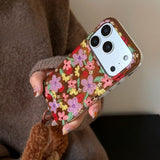 Retro Brown Oil Painting Colorful Flower Phone Case For iPhone