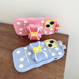 Polka Dot Bow Soft Silicone Phone Case For iPhone