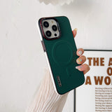 Plain Leather Magnetic Phone Case For iPhone