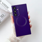 New Solid Color Magnetic Phone Case with Built-in Lens Film For Samsung