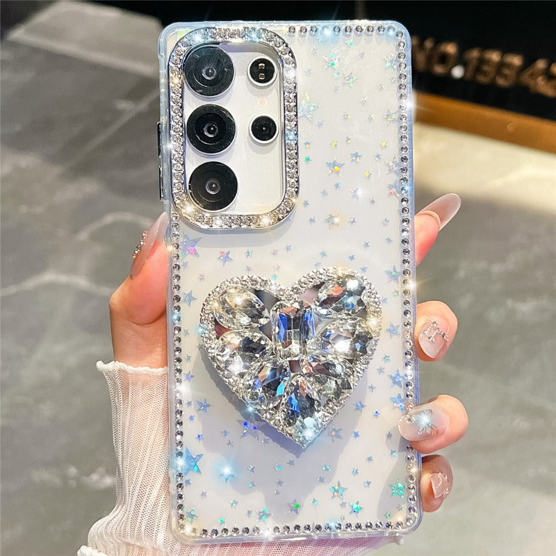 Glitter Heart Phone Case For Samsung
