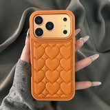 Leather Embossed Heart Phone Case For iPhone