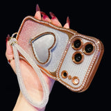 Heart-shaped Crystal Lanyard Phone Case For iPhone