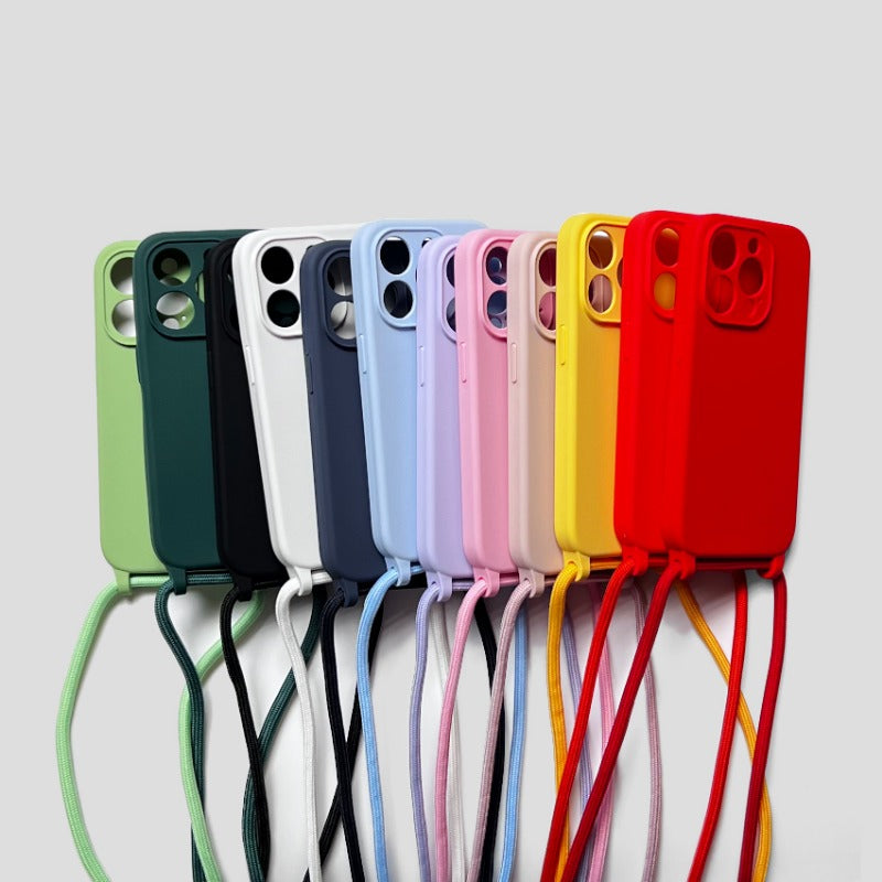 Liquid Silicone Phone Case with Lanyard For iPhone