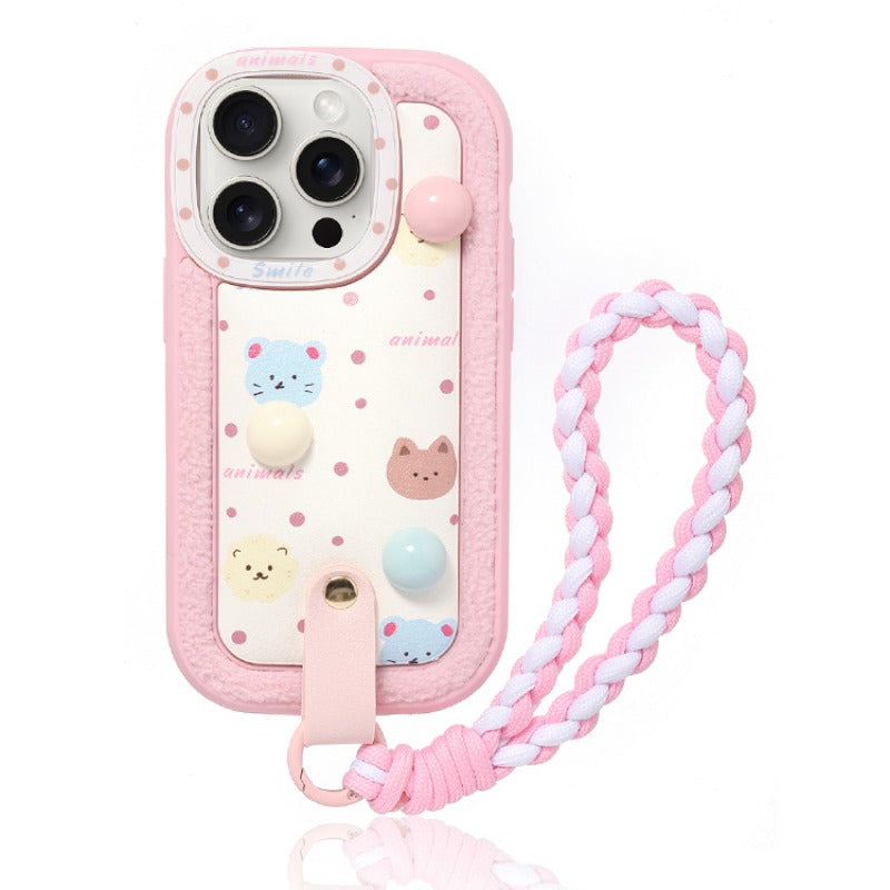 Pink Edge Polka Dot Anti-fall Mobile Phone Case For iPhone