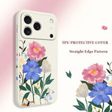 Beautiful Flowers Liquid Silicone Phone Case For iPhone