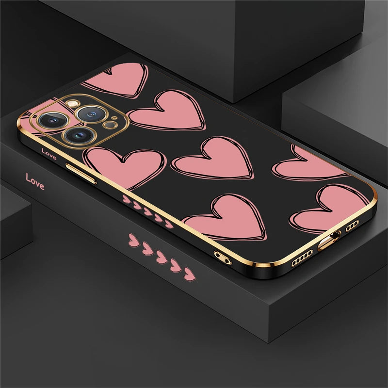 Black Love Heart Case For iPhone