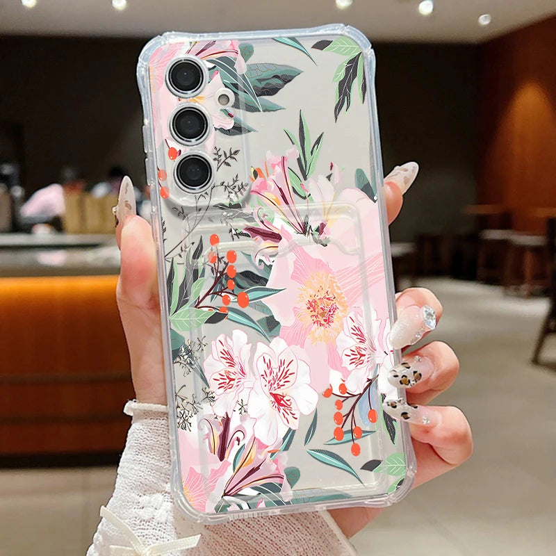 Card Slot Orchid Flower Case For Samsung