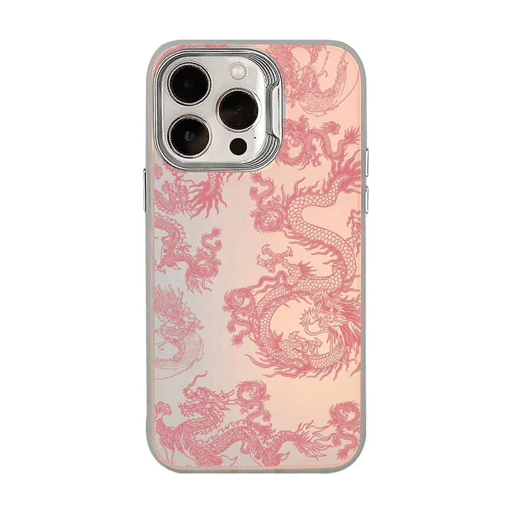 Custodia Cartoon Laser Pink Dragon per iPhone