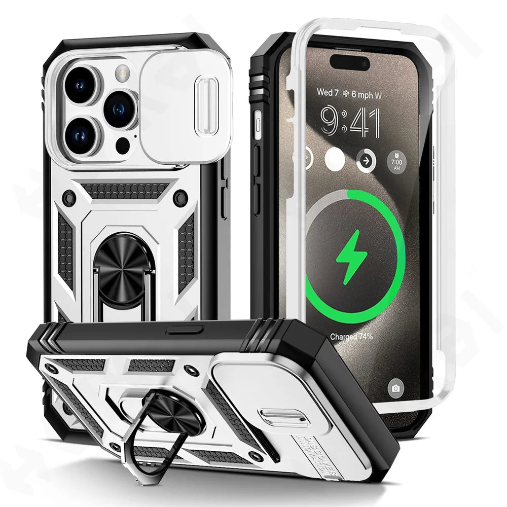 Camera Slide Military Grade Armor Protection 360 Degree Rotate Armor Cover For iPhone