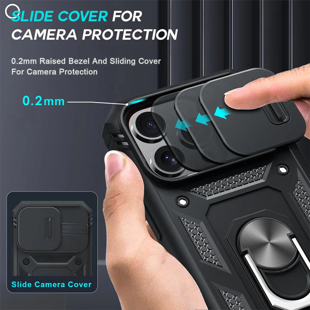 Camera Slide Military Grade Armor Protection 360 Degree Rotate Armor Cover For iPhone