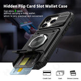 Magnetic Rotated Ring Kickstand Heavy Duty Drop Protection Wallet Case For iPhone