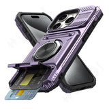 Magnetic Rotated Ring Kickstand Heavy Duty Drop Protection Wallet Case For iPhone