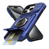 Magnetic Rotated Ring Kickstand Heavy Duty Drop Protection Wallet Case For iPhone