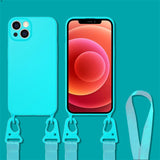 Crossbody Lanyard Liquid Silicone Case For iPhone