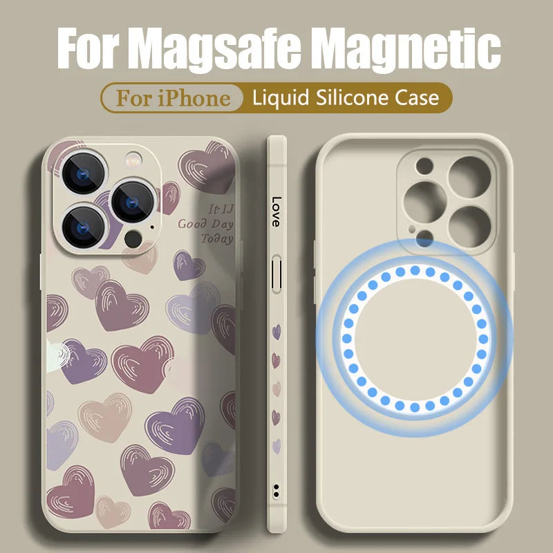 Cute Love Heart Magnetic Shockproof Case For iPhone